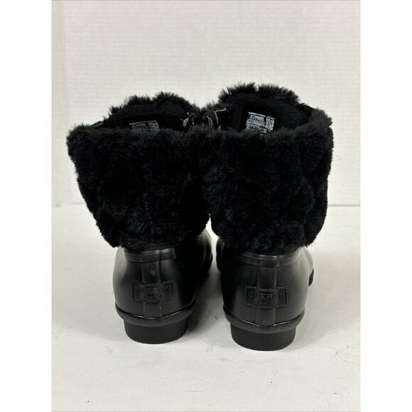 Sperry Saltwater Quilted Faux Fur Boot Women's 6.5 Black NWOB + Rubber Scuffs - Picture 5 of 14